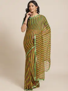 Saree mall Green & Yellow Printed Leheriya Saree