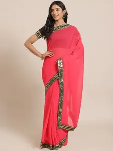 Saree mall Pink Solid Saree