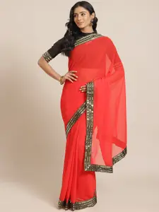 Saree mall Red Solid Saree