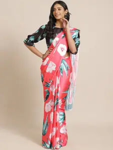 Saree mall Pink & White Floral Printed Saree