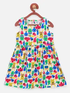 LilPicks Girls Multicoloured Printed Fit and Flare Dress