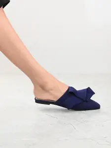CARLO ROMANO Women Blue Leather Mules Flats