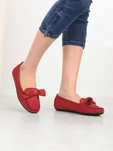 CARLO ROMANO Women Red Leather Loafers