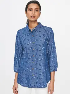 AND Women Blue Floral Printed Casual Shirt