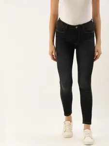 Flying Machine Women Black Veronica Skinny Fit High-Rise Clean Look Stretchable Crop Jeans