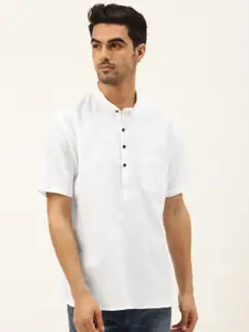 RAJUBHAI HARGOVINDAS Men White Solid Straight Kurta