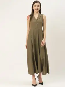 Deewa Women Olive Green Solid Maxi Dress