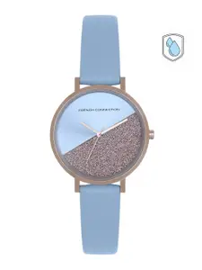 French Connection Women Blue Brass Dial & Blue Leather Straps Analogue Watch FCN0008F