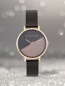 French Connection Women Black & Pink Analogue Watch FCN0008J-R