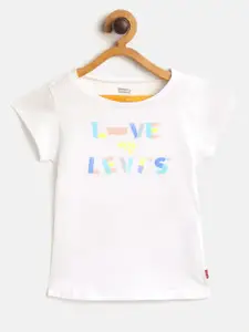 Levis Infant Boys White Love My Levis Print Round Neck Pure Cotton T-shirt