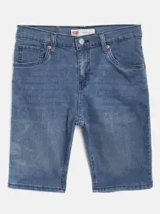 Levis Boys Navy Blue Solid 511 Slim Fit Denim Shorts