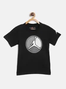Jordan Boys Black  Grey AJ VIII Front Circle Jumpman Logo Round Neck Pure Cotton T-shirt