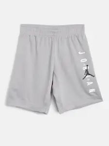 Jordan Boys Grey Vertical Logo Print Sports Shorts
