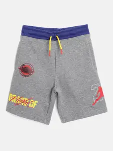 Jordan Boys Grey Melange & Red Printed BOF Sports Shorts