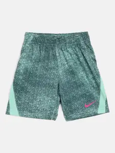 Nike Boys Sea Green Statement Brand Logo Print Dri-FIT Sports Shorts