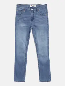 Levis Boys Blue 510 Skinny Fit Mid-Rise Clean Look Lightweight Stretchable Jeans