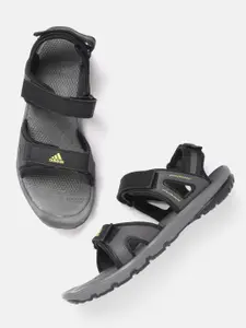 ADIDAS Men Black Brand Logo Print Detail Retra Light Outdoor Sports Sandals