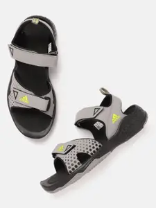ADIDAS Men Grey & Black Printed Adi Rambler Sporty Sandals