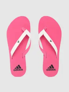 ADIDAS Women White & Pink Solid Eezay 2018 Thong Flip-Flops