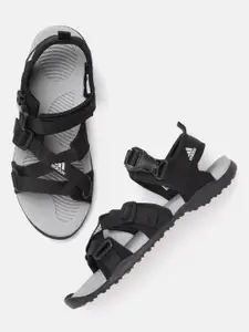ADIDAS Men Black Self Design Glad 2.0 Sports Sandals