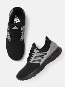 ADIDAS Men Black & Grey Adi-Pace Knitted Running Shoes with Colourblocking