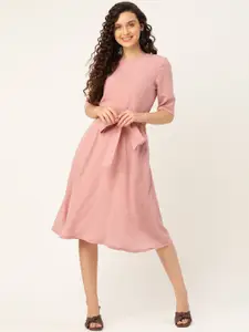 DODO & MOA Women Pink Solid A-Line Dress