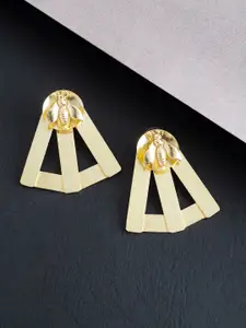 Golden Peacock Gold-Toned Handcrafted Triangular Drop Earrings