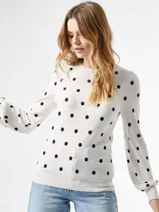 DOROTHY PERKINS Women White & Black Printed Sweater