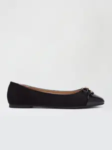 DOROTHY PERKINS Women Black Wide Fit Solid Ballerinas with Bow Detail