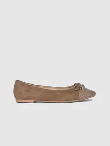 DOROTHY PERKINS Women Brown Wide Fit Solid Ballerinas with Bow Detail