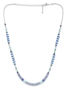 RICHEERA Blue Silver-Plated Beaded Necklace