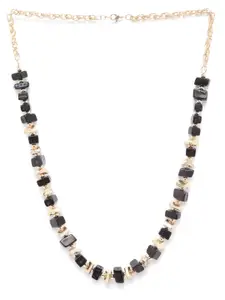 RICHEERA Black Gold-Plated Beaded Necklace