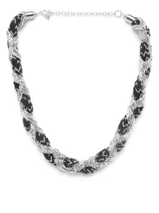 RICHEERA Black & Silver-Toned Beaded Necklace