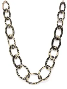 RICHEERA Black Gold-Plated Textured Statement Link Necklace