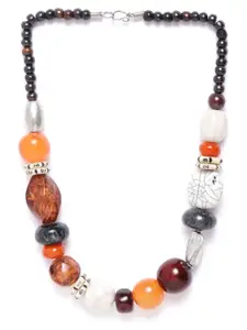 RICHEERA Orange & Off-Whited Beaded Necklace