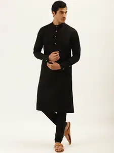 Manyavar Men Black Solid Kurta with Pyjamas