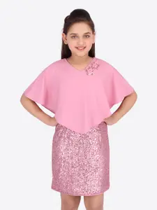 CUTECUMBER Girls Pink Embellished Sheath Dress