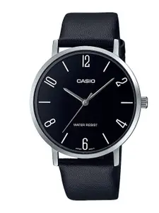CASIO Men Black & Navy Blue Leather Analogue Watch A1821