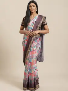 Saree mall Pink & Blue Printed Saree