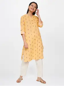 Global Desi Women Mustard Yellow Kurta