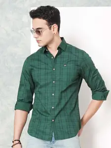 The Indian Garage Co Men Green & Maroon Checked Casual Shirt