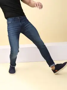 The Indian Garage Co Men Blue Slim Fit Low-Rise Clean Look Stretchable Jeans