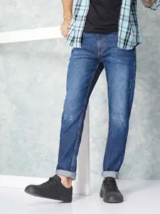 The Indian Garage Co Men Blue Slim Fit Low-Rise Low Distress Stretchable Jeans