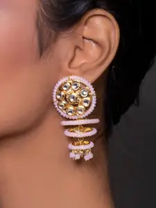 Fida Gold-Plated & White Contemporary Drop Earrings