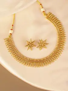 Peora Gold-Plated Maharani Handcrafted Necklace with Earrings Jewellery Set