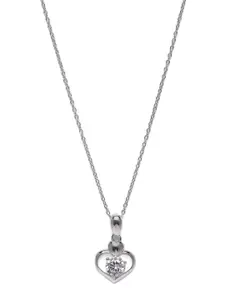 GIVA 925 Sterling Silver Rhodium Plated Zircon Dual Heart Pendant with Link Chain