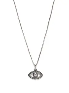 GIVA 925 Sterling Silver Oxidised Evil Eye Pendant with Box Chain