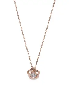GIVA 925 Sterling Silver Rose Gold Plated Flower Pendant with Link Chain