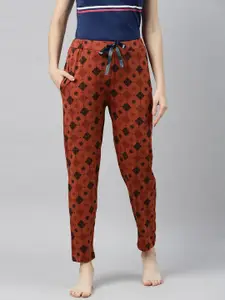 Enviously Young Women Rust Brown Printed Lounge Pants