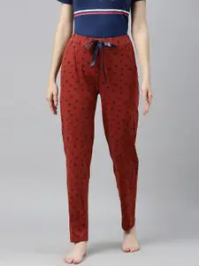 Enviously Young Women Rust Red Printed Lounge Pants